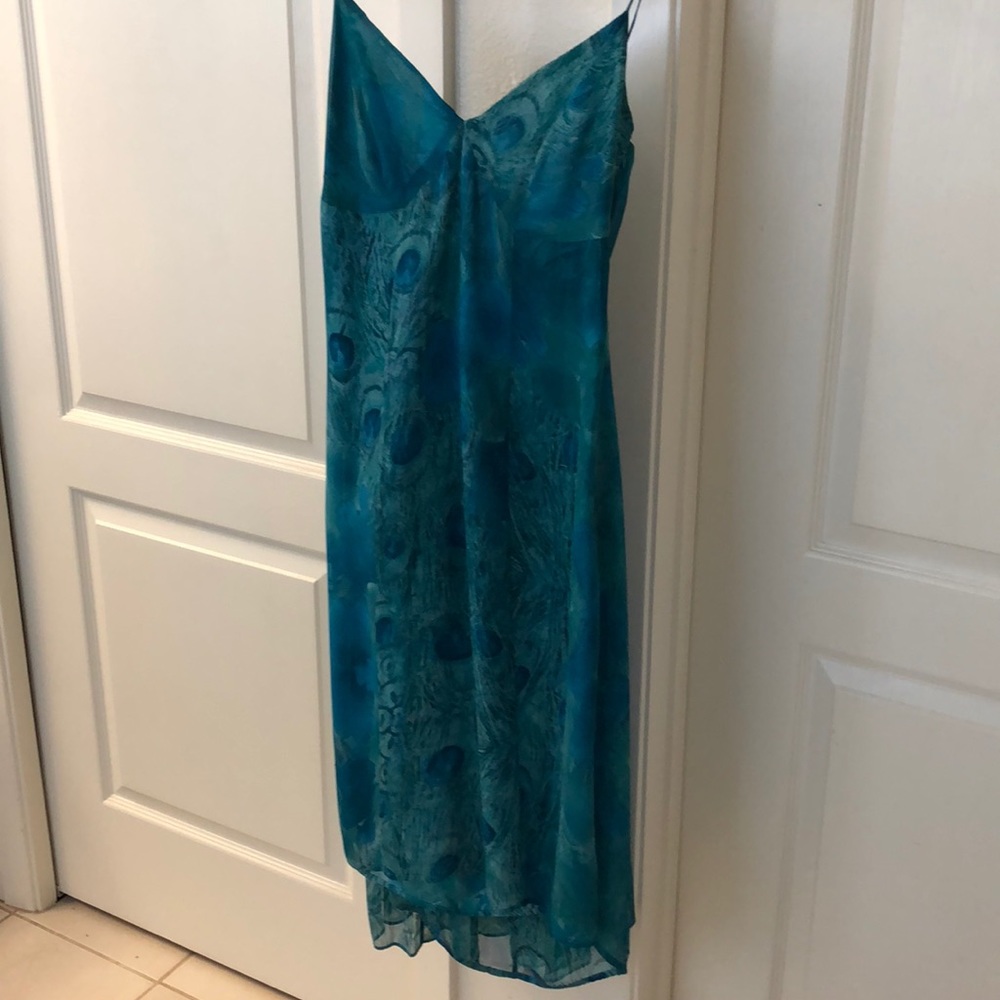 Tracy Reese silk peacock cocktail dress